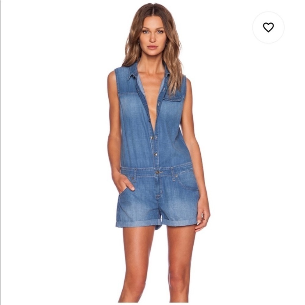 Hudson Jeans Denim Blue Button Down Harmony Romper sz S